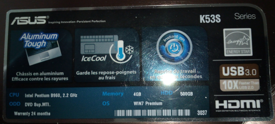 Autocollant Asus K53S