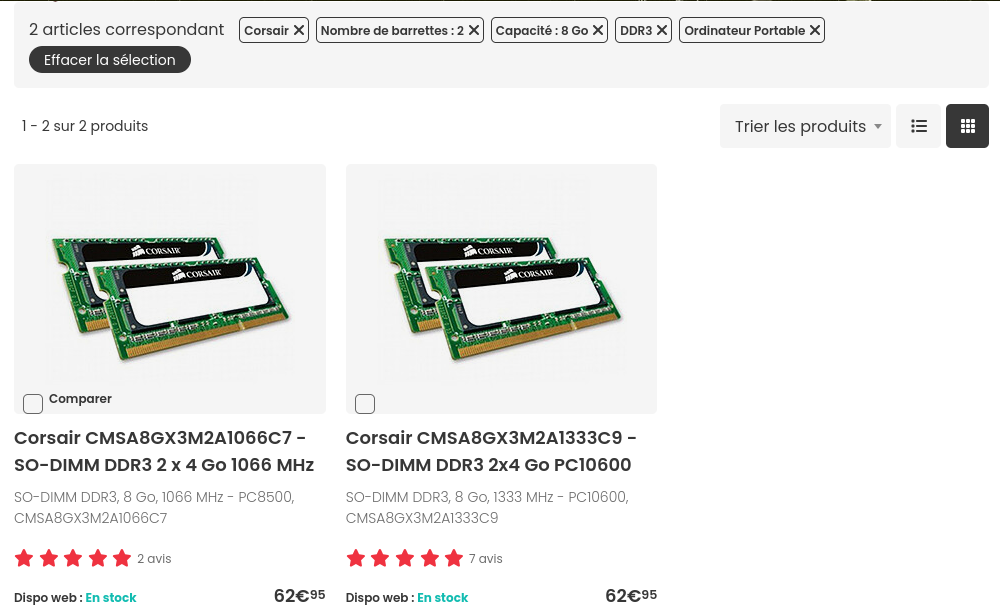 Mémoire vive (RAM) compatible Asus K53S